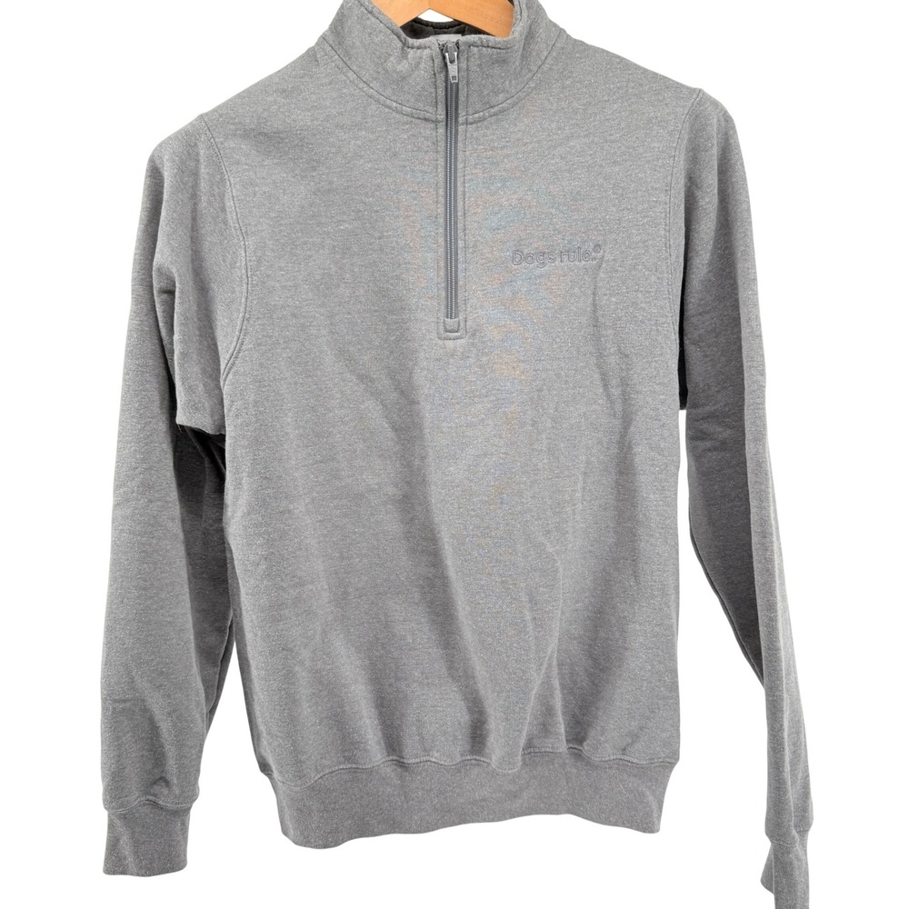 Dogs Rule Gray 1/4‎ Zip Pullover Sweatshirt Fleece Size S